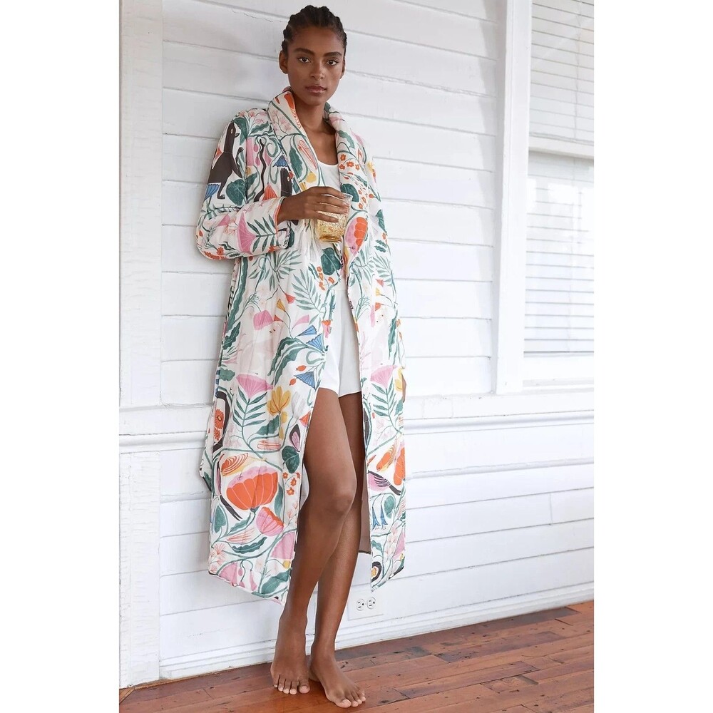 Anthropologie Megan Galante Printed Dressing Gown Robe Coat Jacket XS/S 289897